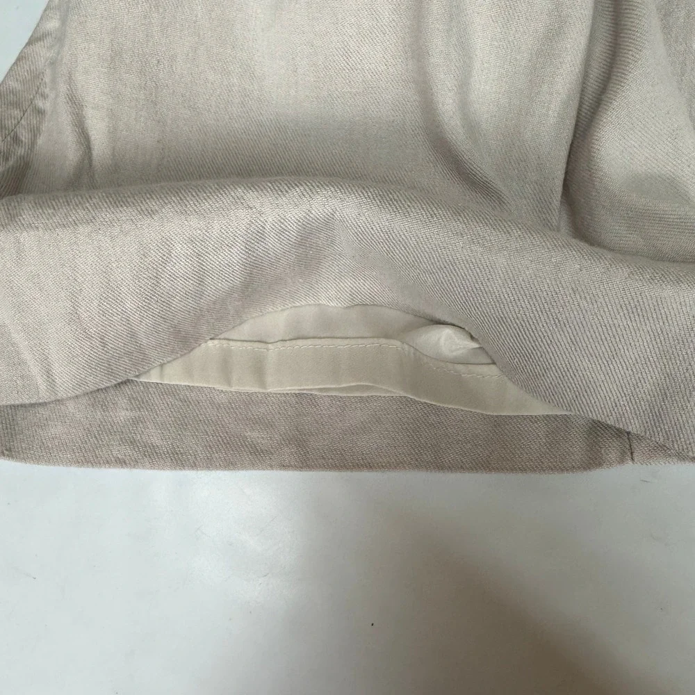 Banana Republic Wide Leg Crop Pants Women 8 Beige Linen Cotton Blend High Rise